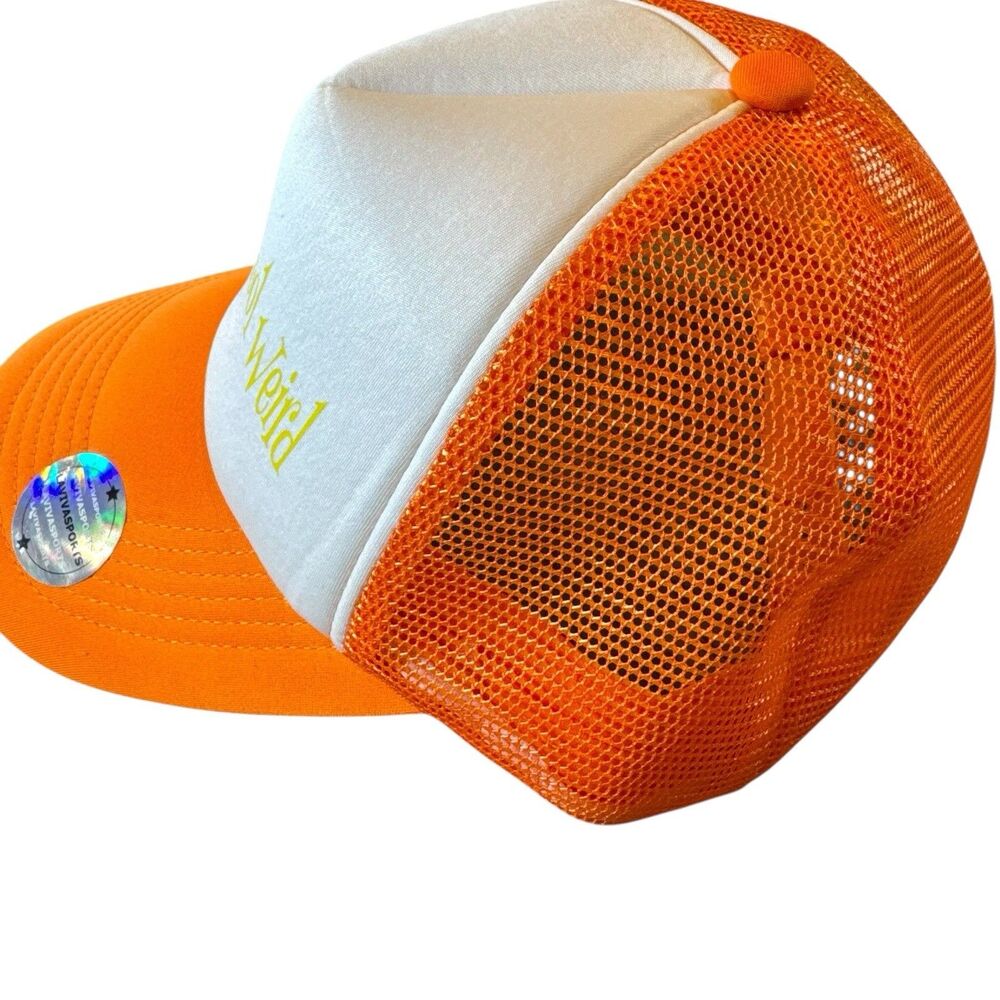 LAVIVASPORTS Keep Homeschool Weird Trucker Hat One Size Orange White Snapback - Picture 5 of 11
